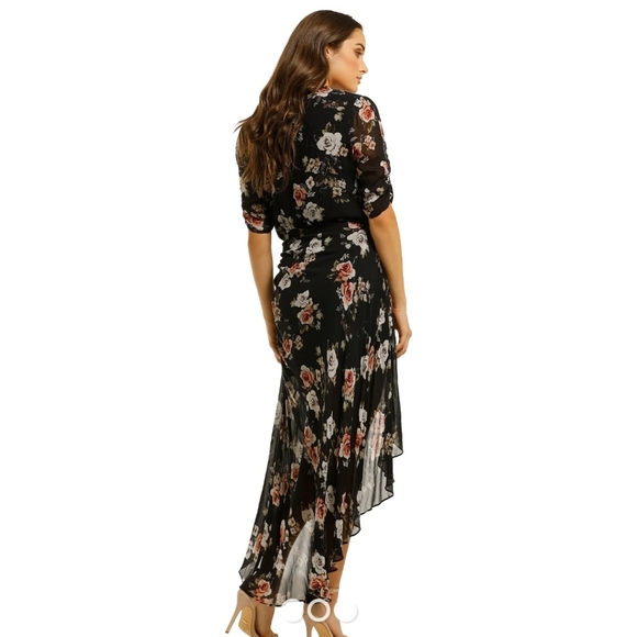 Nicholas floral black rose wrap dress - Picture 2 of 4